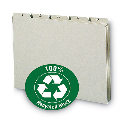 Smead 100% Recycled Daily Top Tab File Guide Set, 1/5-Cut Top Tab, 1 to 31, 8.5 x 11, Green, 31/Set (SMD50369)