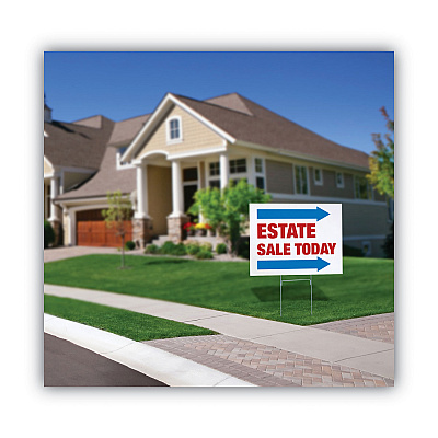COSCO Stake Sign, Blank White, Includes Directional Arrows,  15 x 19 (COS098055)