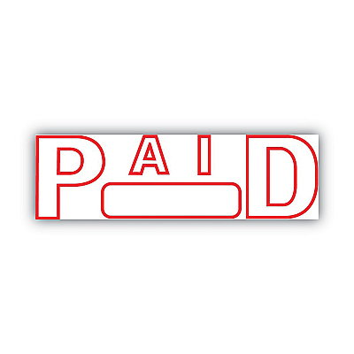 COSCO 2000PLUS Green Line Message Stamp, Paid, 1.5 x 0.56, Red (COS098370)