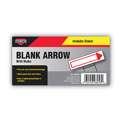 COSCO Stake Sign, 6 x 17, Blank White with Printed Red Arrow (COS098056)