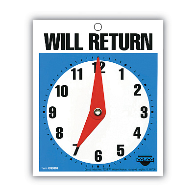 COSCO Will Return Later Sign, 5 x 6, Blue (COS098010)