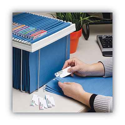 Smead Viewables Hanging Folder Tabs and Labels, Quick-Fold Tabs with Labels, 1/3-Cut, White, 3.5" Wide, 45/Pack (SMD64912)
