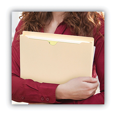 Smead 100% Recycled Top Tab File Jackets, Straight Tab, Legal Size, Manila, 50/Box (SMD75607)