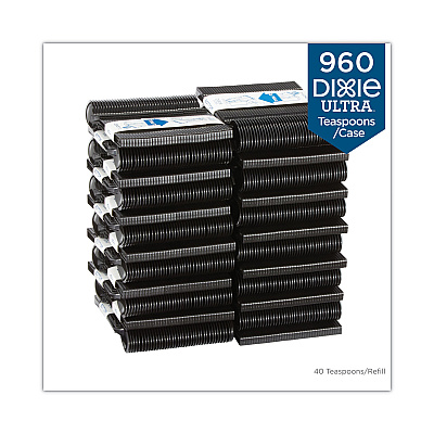 Dixie SmartStock Tri-Tower Dispensing System Cutlery, Teaspoons, Mediumweight, Polypropylene, Black, 40/Pack, 24 Packs/Carton (DXEDUSSPT5)