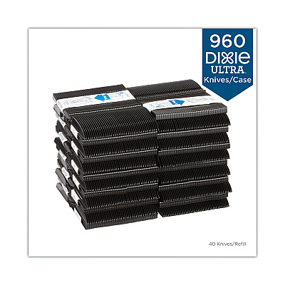 Dixie SmartStock Tri-Tower Dispensing System Cutlery, Knives, Mediumweight, Polypropylene, Black, 40/Pack, 24 Packs/Carton (DXEDUSSPK5)