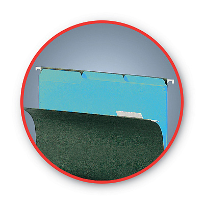 Smead Interior File Folders, 1/3-Cut Tabs: Assorted, Letter Size, 0.75" Expansion, Aqua, 100/Box (SMD10235)