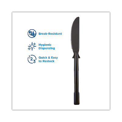 Dixie SmartStock Tri-Tower Dispensing System Cutlery, Knives, Mediumweight, Polypropylene, Black, 40/Pack, 24 Packs/Carton (DXEDUSSPK5)