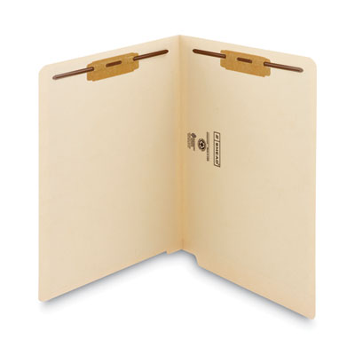 Smead End Tab Fastener Folders with Reinforced Straight Tabs, 11-pt Manila, 2 Fasteners, Letter Size, Manila Exterior, 250/Box (SMD34125)