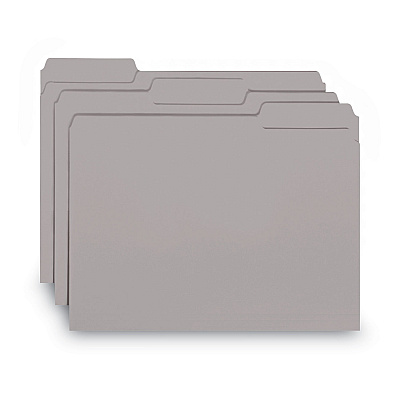 Smead Interior File Folders, 1/3-Cut Tabs: Assorted, Letter Size, 0.75" Expansion, Gray, 100/Box (SMD10251)