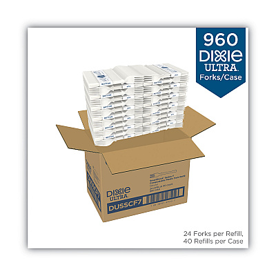 Dixie SmartStock Tri-Tower Dispensing System Cutlery, Fork, Natural, 40/Pack, 24 Packs/Carton (DXEDUSSCF7)