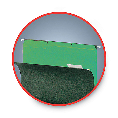 Smead Interior File Folders, 1/3-Cut Tabs: Assorted, Letter Size, 0.75" Expansion, Green, 100/Box (SMD10247)