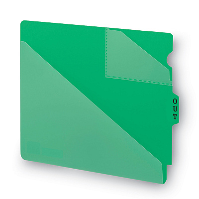 Smead End Tab Poly Out Guides, Two-Pocket Style, 1/3-Cut End Tab, Out, 8.5 x 11, Green, 50/Box (SMD61962)