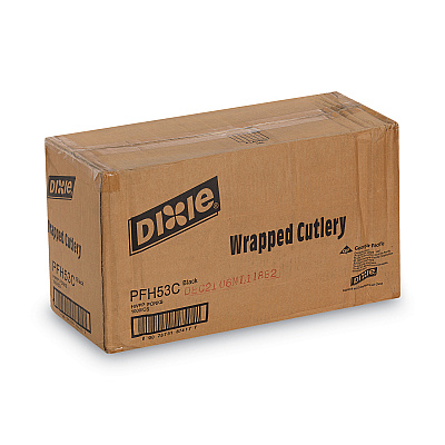 Dixie Individually Wrapped Heavyweight Forks, Polypropylene, Black, 1,000/Carton (DXEPFH53C)