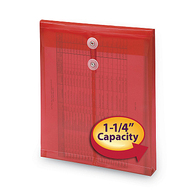 Smead Poly String and Button Interoffice Envelopes, Open-End (Vertical), 9.75 x 11.63, Transparent Red, 5/Pack (SMD89547)