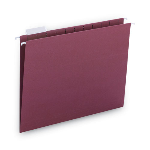 Smead Colored Hanging File Folders with 1/5 Cut Tabs, Letter Size, 1/5-Cut Tabs, Maroon, 25/Box (64073)
