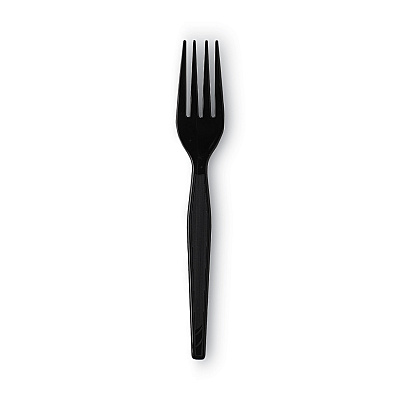 Dixie Individually Wrapped Heavyweight Forks, Polystyrene, Black, 1,000/Carton (DXEFH53C7)