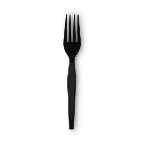 Dixie Individually Wrapped Heavyweight Forks, Polystyrene, Black, 1,000/Carton (FH53C7)