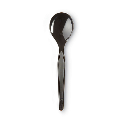 Dixie Plastic Cutlery, Heavyweight Soup Spoons, 5 3/4", Black, 1,000/Carton (DXESH517)