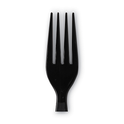 Dixie Individually Wrapped Heavyweight Forks, Polystyrene, Black, 1,000/Carton (DXEFH53C7)