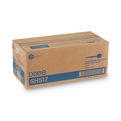 Dixie Plastic Cutlery, Heavyweight Soup Spoons, 5 3/4", Black, 1,000/Carton (DXESH517)