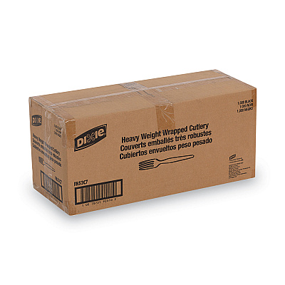 Dixie Individually Wrapped Heavyweight Forks, Polystyrene, Black, 1,000/Carton (DXEFH53C7)