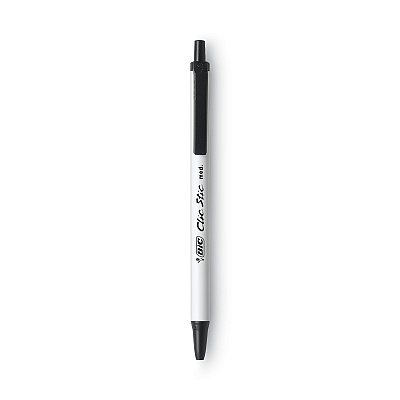BIC Clic Stic Ballpoint Pen Value Pack, Retractable, Medium 1 mm, Black Ink, White Barrel, 24/Pack (BICCSM241BK)