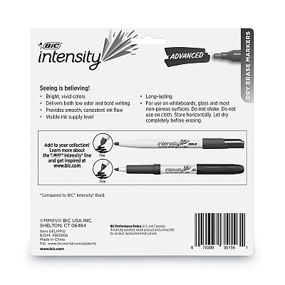 BIC Intensity Advanced Dry Erase Marker, Pocket-Style, Medium Bullet Tip, Assorted Colors, Dozen (BICGELIPP121AST)