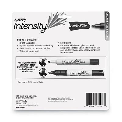 BIC Intensity Advanced Dry Erase Marker, Tank-Style, Broad Chisel Tip, Assorted Colors, Dozen (BICGELITP121AST)