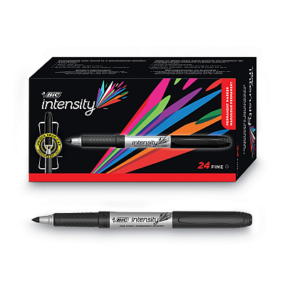 BIC Intensity Fine Tip Permanent Marker Value Pack, Fine Bullet Tip, Black, 24/Pack (BICGPM241BK)