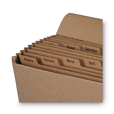 Smead Indexed Expanding Kraft Files, 12 Sections, Elastic Cord Closure, 1/12-Cut Tabs, Letter Size, Kraft (SMD70186)