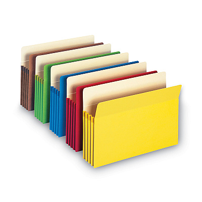 Smead Colored File Pockets, 3.5" Expansion, Legal Size, Assorted Colors, 5/Pack (SMD74892)