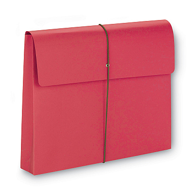 Smead Expanding Wallet with Elastic Cord, 2" Expansion, 1 Section, Elastic Cord Closure, Letter Size, Red, 10/Box (SMD77205)