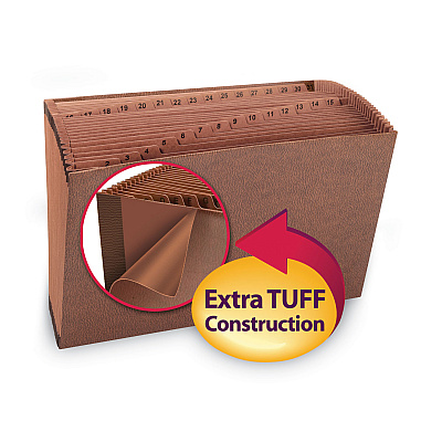 Smead TUFF Expanding Open-Top Stadium File, 31 Sections, 1/31-Cut Tabs, Legal Size, Redrope (SMD70469)