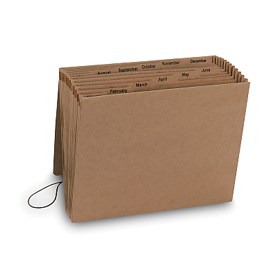 Smead Indexed Expanding Kraft Files, 12 Sections, Elastic Cord Closure, 1/12-Cut Tabs, Letter Size, Kraft (SMD70186)
