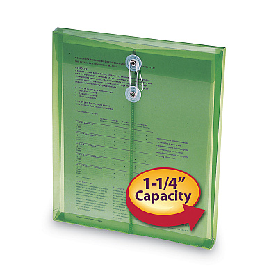 Smead Poly String and Button Interoffice Envelopes, Open-End (Vertical), 9.75 x 11.63, Transparent Green, 5/Pack (SMD89543)