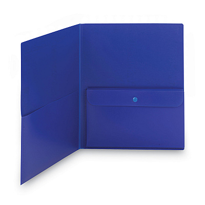 Smead Poly Two-Pocket Folder with Security Pocket, 11 x 8 1/2, Blue, 5/Pack (SMD87701)