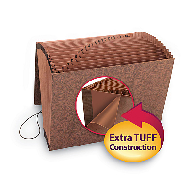 Smead TUFF Expanding Wallet, 21 Sections, Elastic Cord Closure, 1/21-Cut Tabs, Letter Size, Redrope (SMD70318)