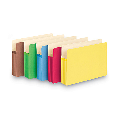 Smead Colored File Pockets, 3.5" Expansion, Legal Size, Assorted Colors, 5/Pack (SMD74892)