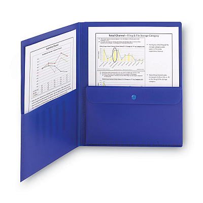 Smead Poly Two-Pocket Folder with Security Pocket, 11 x 8 1/2, Blue, 5/Pack (SMD87701)