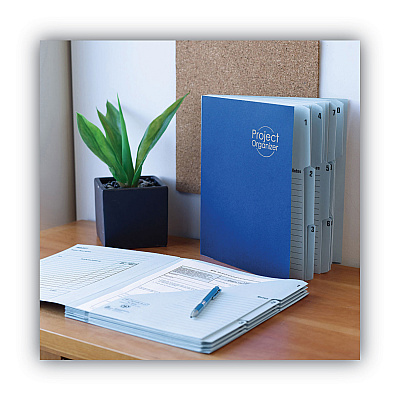 Smead 10-Pocket Project Organizer with Indexed Tabs (1-10), 10 Sections, Unpunched, 1/3-Cut Tabs, Letter Size, Lake Blue/Navy Blue (SMD89200)