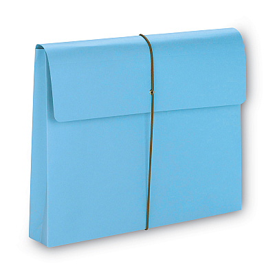 Smead Expanding Wallet with Elastic Cord, 2" Expansion, 1 Section, Elastic Cord Closure, Letter Size, Blue, 10/Box (SMD77203)
