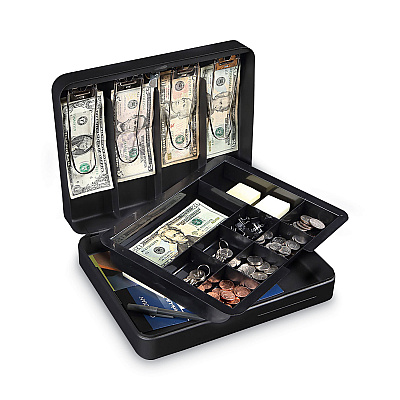 Honeywell Deluxe Cash Security Box, 11.8 x 9.4 x 3.7, Steel, Black (HWL6113)