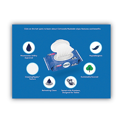Cottonelle Flushable Wet Wipes, Flip-Top Pack, 5 x 7.25, White, 42 Sheets/Pack, 8 Packs/Carton (KCC51826)