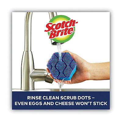 Scotch-Brite Advanced Scrub Dots Non-Scratch Scrub Sponges, 3.2 x 3.7, 1" Thick, Light Blue/Purple, 2/Pack (MMMSDA2)