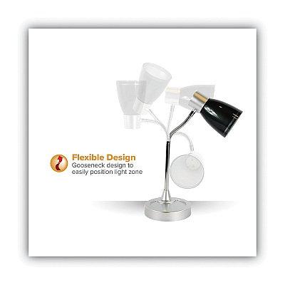 Bostitch Adjustable LED Desk Lamp, 4.5" dia Base, 20" Tall, Chrome/Black (BOSVLED1510)