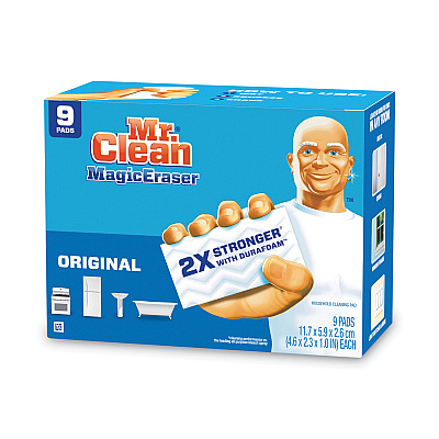 Mr. Clean Magic Eraser, 4.6 x 2.4, 0.7" Thick, White, 9/Pack (PGC69516)