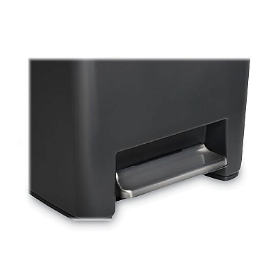 Rubbermaid Commercial Premier Series III Step-On Waste Container, 12.4 gal, Plastic, Black/Stainless Steel (RCP2120983)