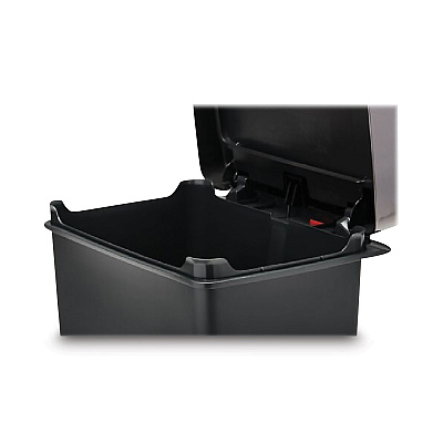 Rubbermaid Commercial Premier Series III Step-On Waste Container, 12.4 gal, Plastic, Black/Stainless Steel (RCP2120983)