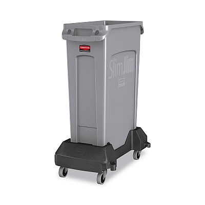 Rubbermaid Commercial Slim Jim Resin Trainable Dolly, 120 lb Capacity, 23.86 x 14.71 x 8.36, Black (RCP1980602)