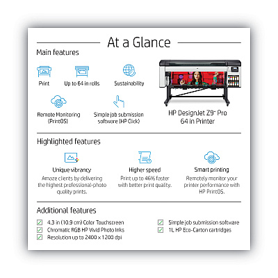 HP DesignJet Z9+ Pro 64" Wide Format Inkjet Printer (HEW2RM82A)